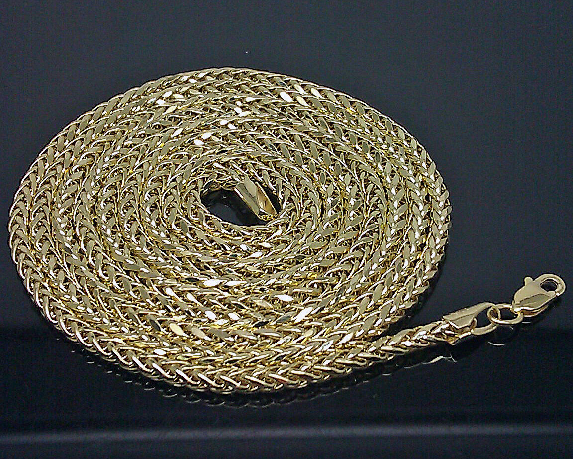 Real 10K Yellow Gold Palm Chain Necklace 3mm 20" Inches , 10kt gold, men's Women