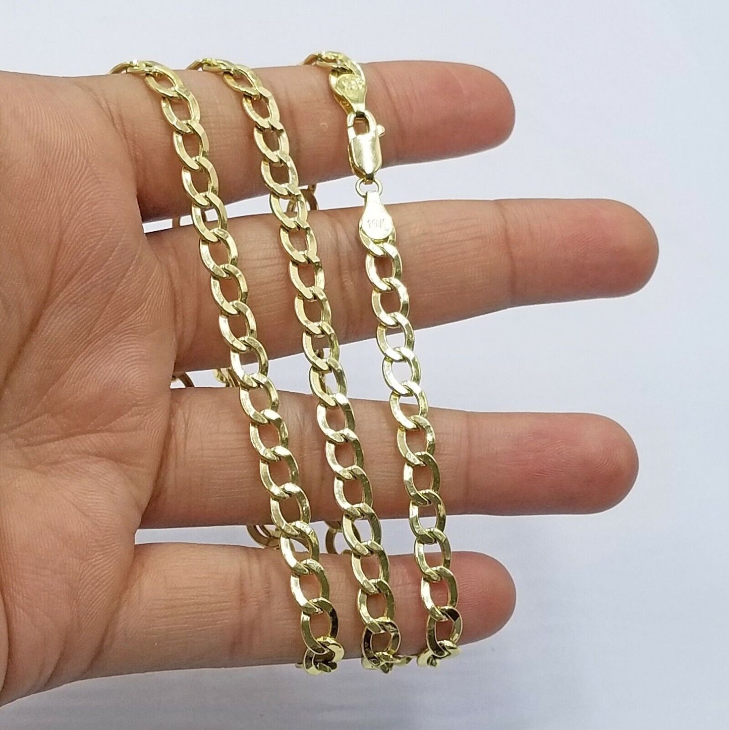 10K Yellow Gold FLAT Cuban Curb Link chain 5mm 18"-26"