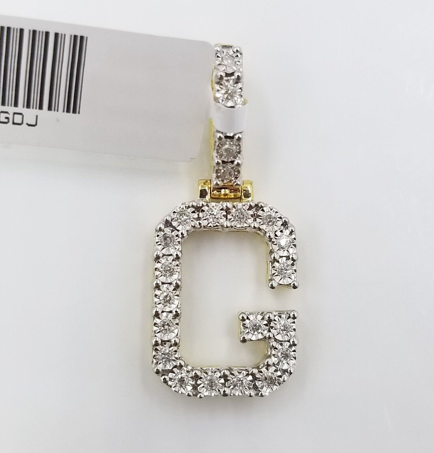 10k Yellow Gold Diamond Letter A-Z Initial Charm Pendant Real Diamond