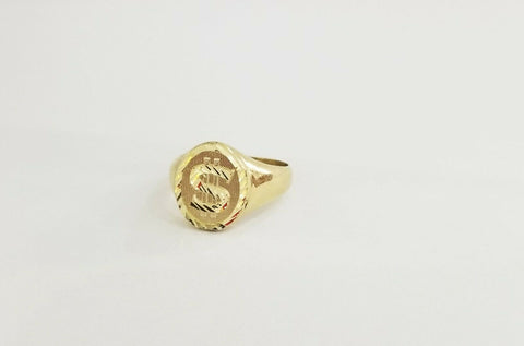 Real 10k yellow Gold dollar sign $ Ring Sizable 0val