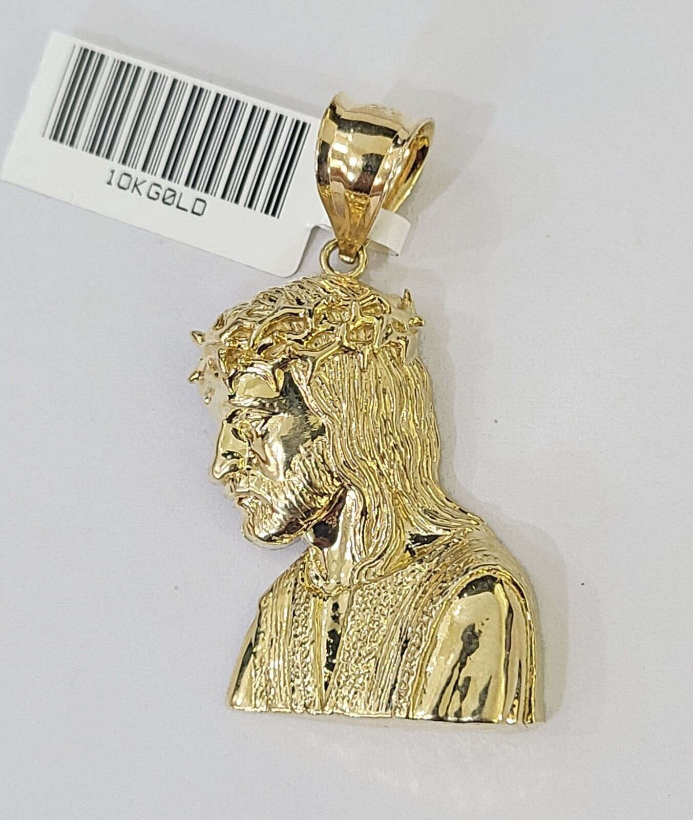 Real 10K Yellow Gold Jesus Head Pendant Charm Genuine 2"