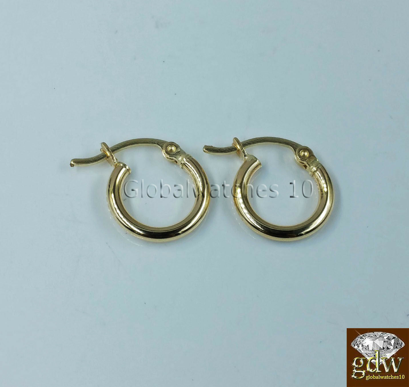 Real 10K Yellow Gold in 10-15 mm Diameter Hinged Hoop Earrings for Men/Women/Kid