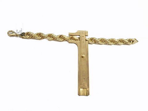 Real 10K Yellow Gold Rope Bracelet 10mm 8.5 " Lobster Lock