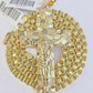 Real 10k Gold Nugget Cross Byzantine Chain Necklace 4mm 26" Chain Charm SET 10kt