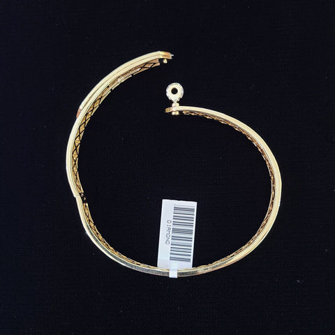 14K Yellow Gold Diamond Bracelet Bangle Spiral Design Round Cut REAL Gold