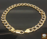 REAL 10k Gold Cuban Link Bracelet Diamond Cuts 9Inch Men Women