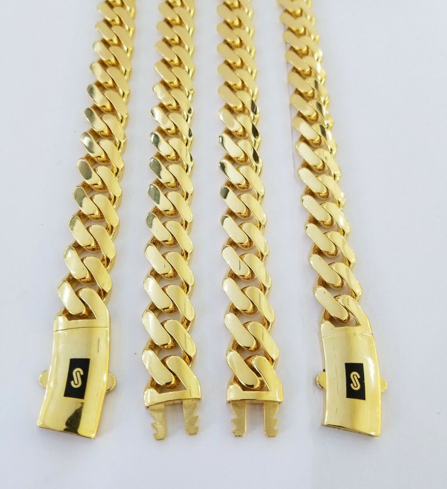 10k Gold Cuban Link Royal 15mm Monaco chain and Bracelet, 10kt Real gold set