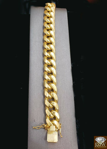 10k Mens Gold Chain Miami Royal Design Cuban Link Box Lock 7.1mm 18 inch Real