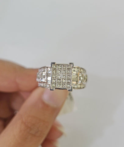 REAL 14k White Gold Diamond Ring Size 10 Wedding Casual Ring Mens Genuine