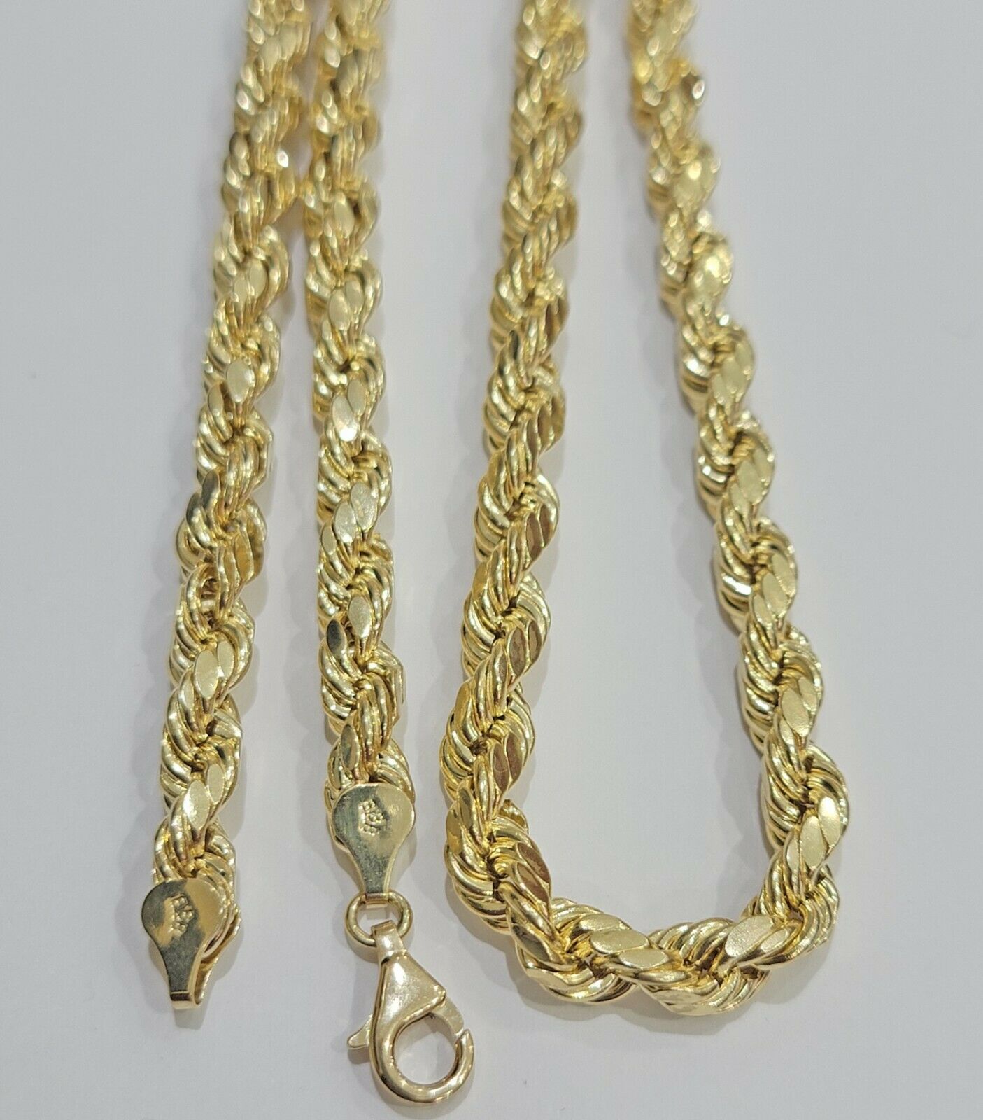 New SOLID 10 K Rope Chain 7 mm With Varied Length 20", 22", 24", 26" 28"