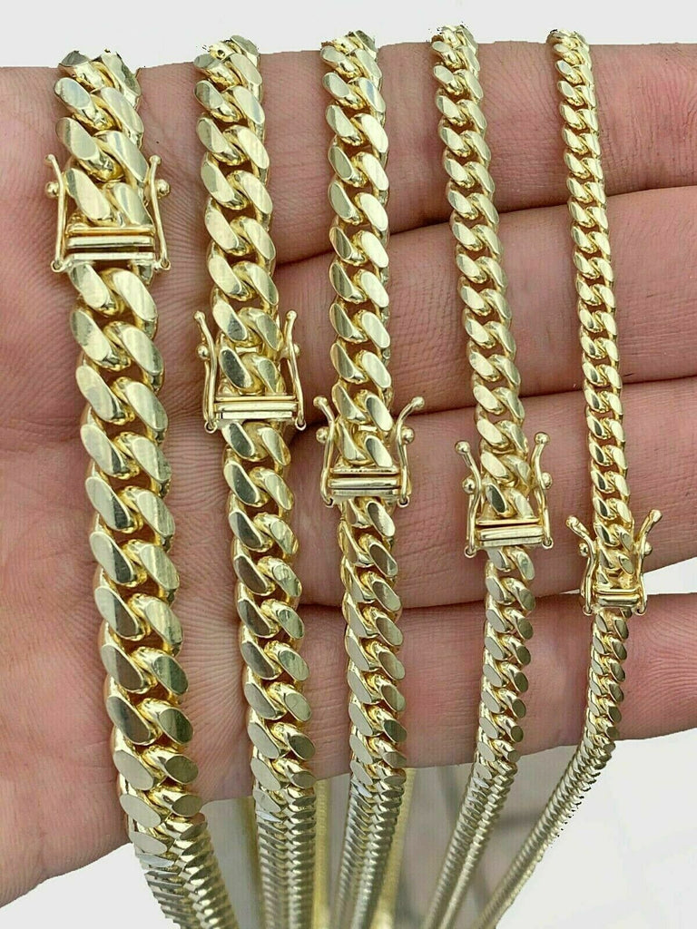14k Ladies Miami Cuban Bracelet. Fancy 7mm Solid Gold Miami 