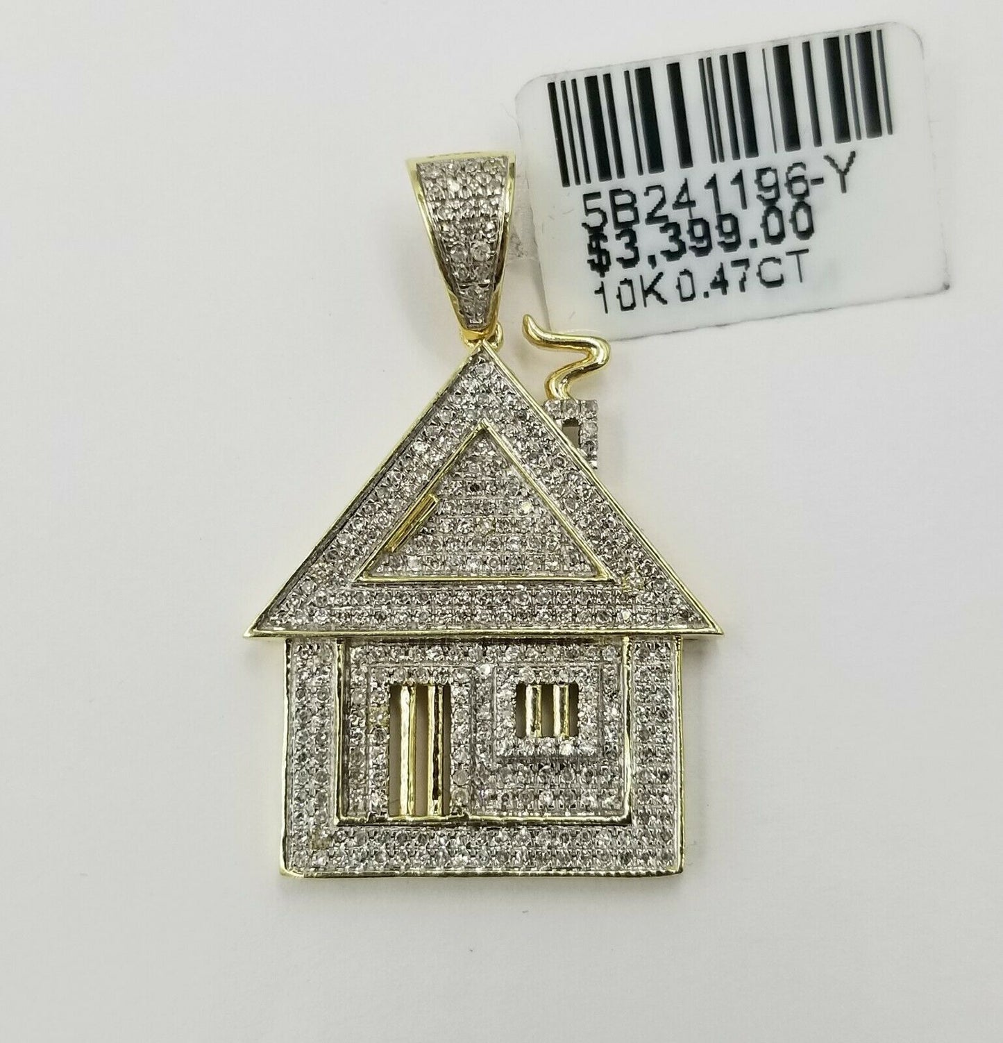 10k Diamond Home Yellow Gold Trap House Charm Mens Pendant Real Genuine Diamonds