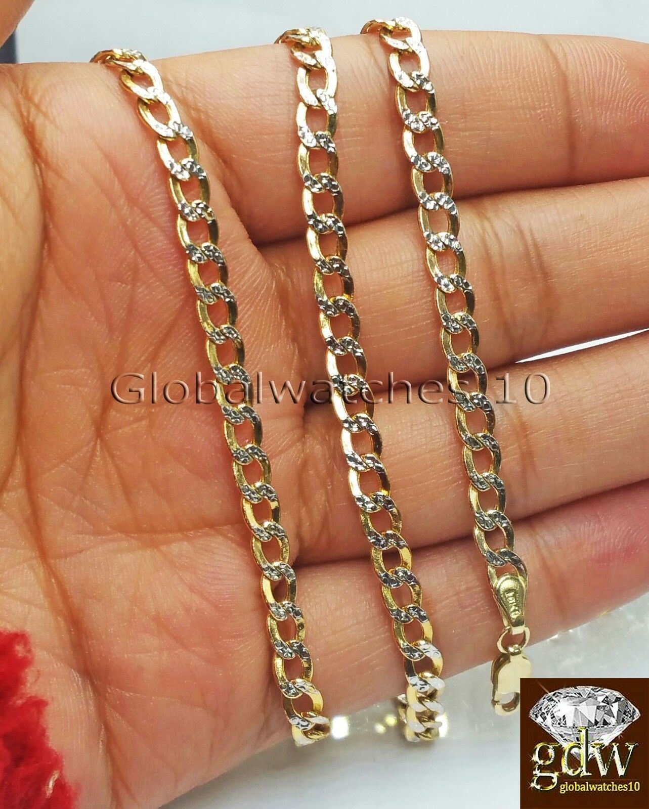 Real 10k Yellow Gold Miami Cuban Diamond Cut Chain in Various Length 18-24 Inch.