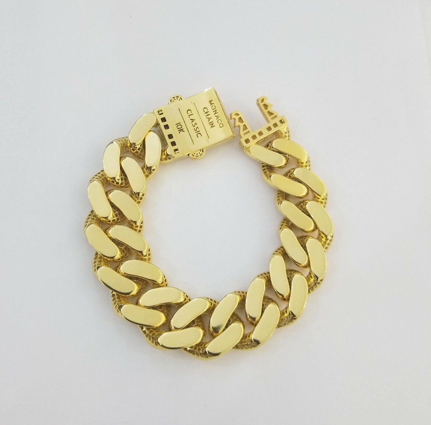 Real 10K Gold Royal Monaco Miami Cuban Link 8" Bracelet Box Lock 20mm Real Thick