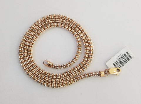 Real 10k Gold Rose Chain Tennis Necklace Diamond Cuts Shiny Men Women 20" 3mm