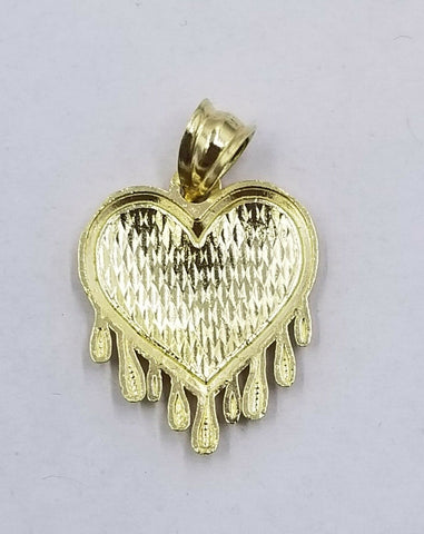 Real 10k Gold Heart Pendant Rope Chain Ladies Charm Necklace,18 20 22 24 26 28