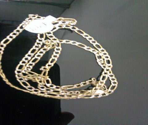 22" Real 10K Yellow Gold Figaro Link Chain 4mm Necklace Diamond Cut Lobster