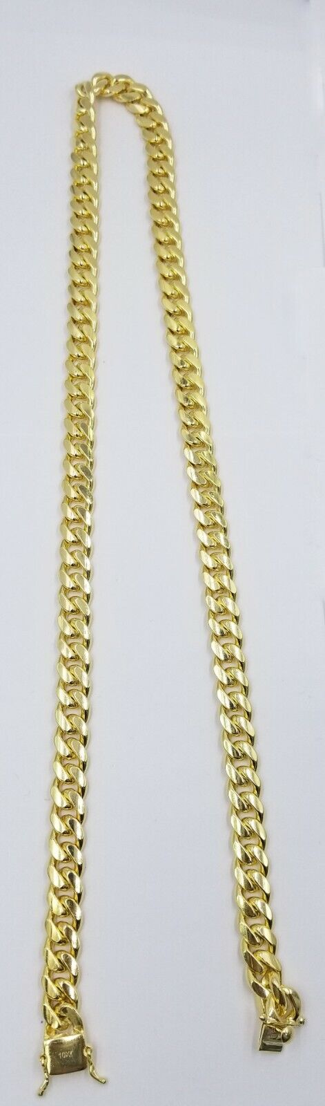 Real Solid Unisex 10k Yellow Gold Miami Cuban Chain 26" Inch Box lock Clasp 11mm