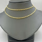 Real 18k Solid Yellow Gold Rope Chain 2mm Diamond Cut 16" Inches Lobster Lock