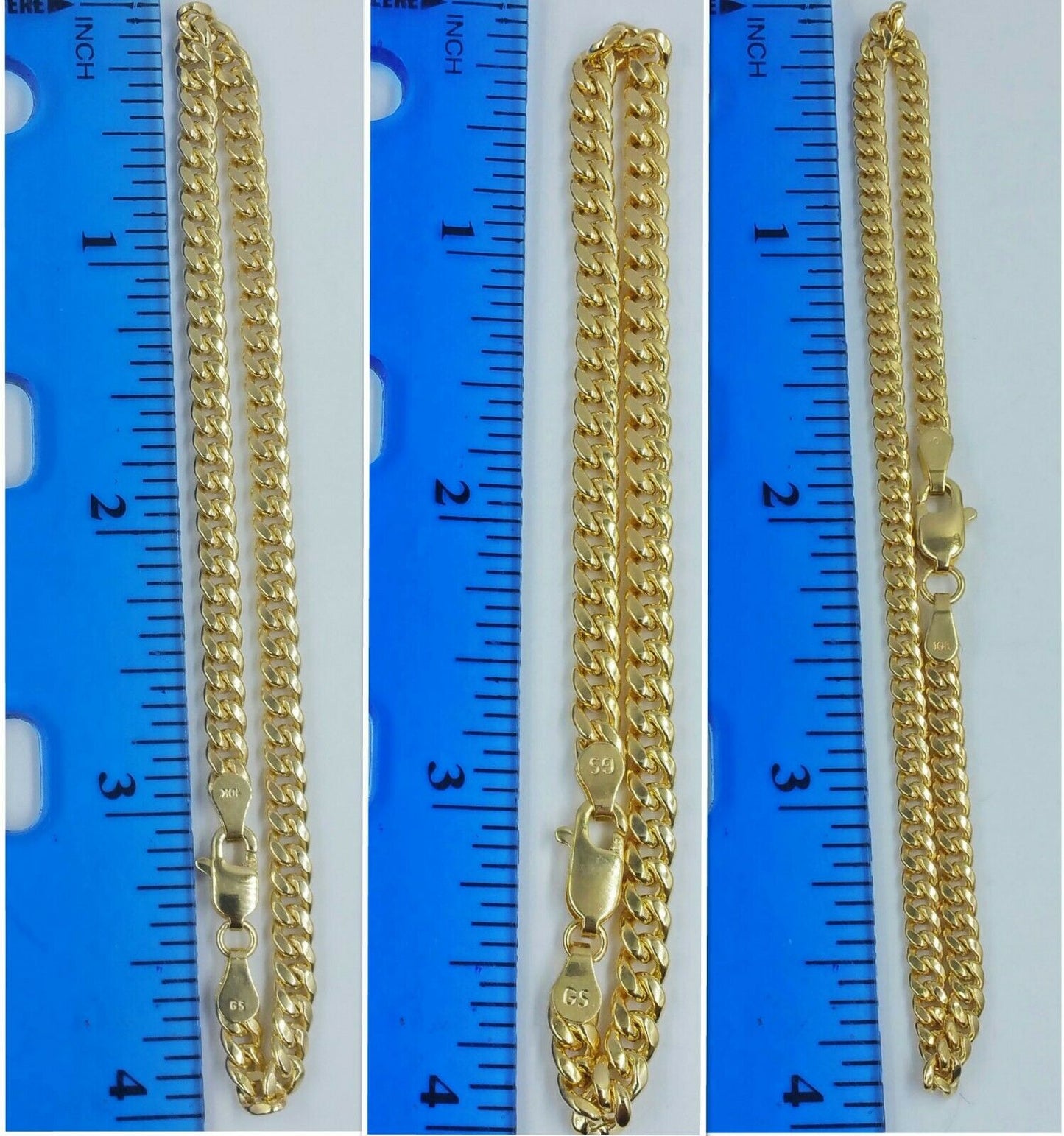 Real 10k Yellow Gold Miami Cuban link Bracelet  2mm 3mm 4mm Men Women 8" inch