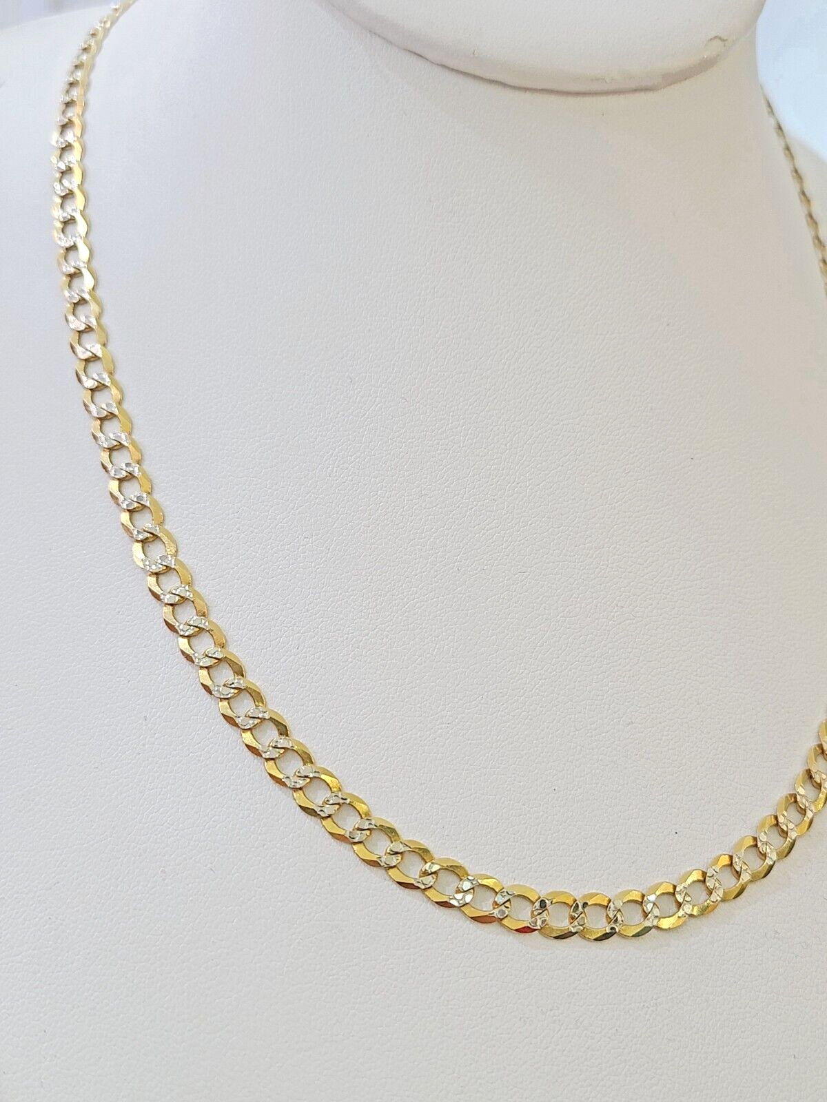 REAL 14k Cuban Curb Link necklace with Diamond Cuts 22 inches 6mm 14kt