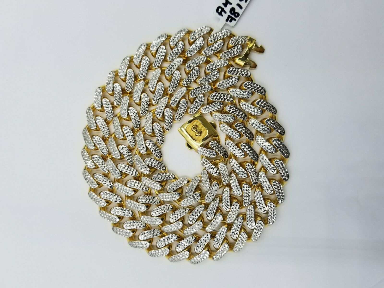 Real 10K 13mm Yellow Gold Royal Miami Cuban Monaco Chain Diamond Cut 24 Inches