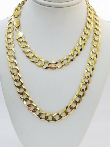 Solid 9mm 14k Gold Cuban curb Link chain Necklace 22 Inch Real 14kt Yellow Gold