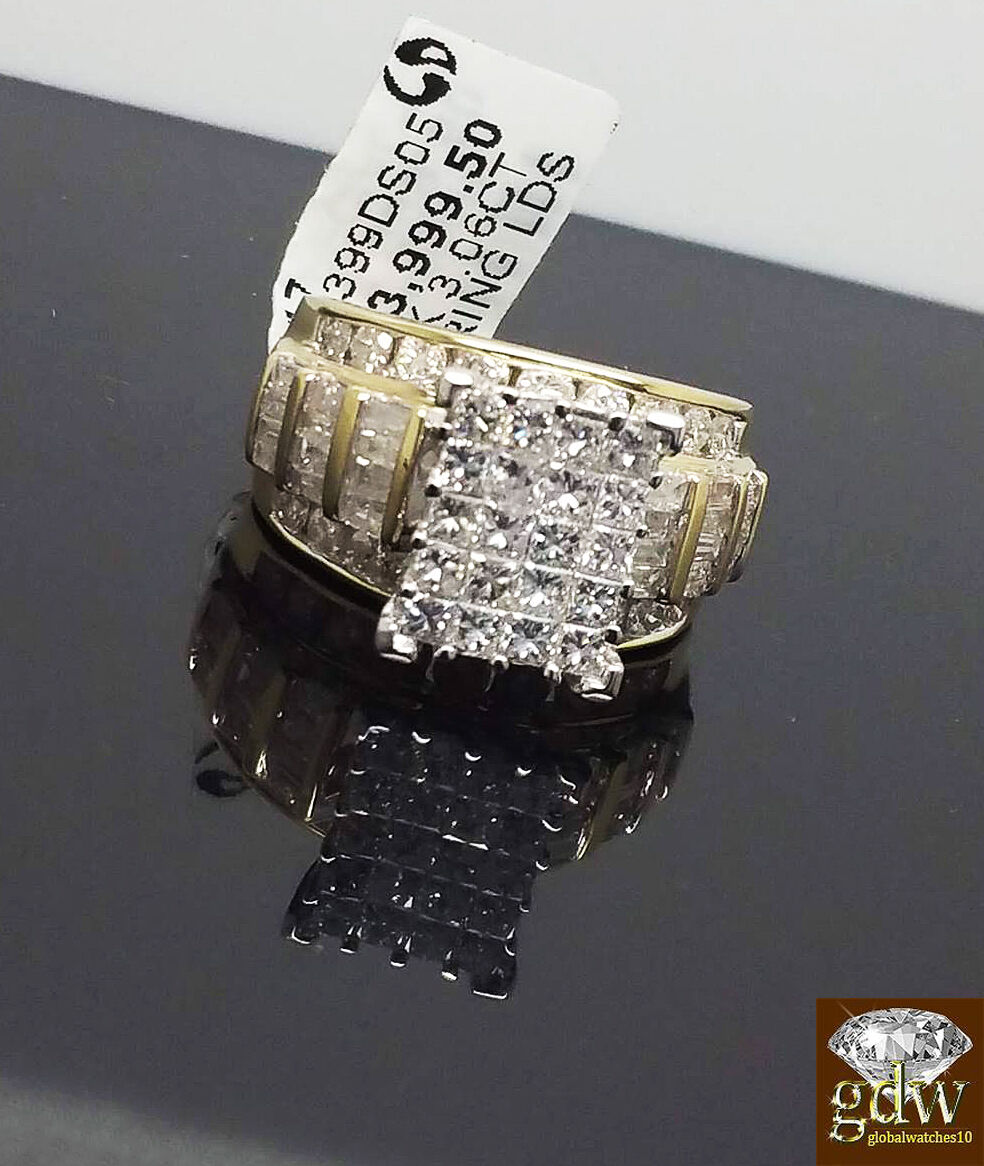 Ladies Diamond Ring Princess cut Baguette Diamonds Real 10k Gold Diamond Sizable