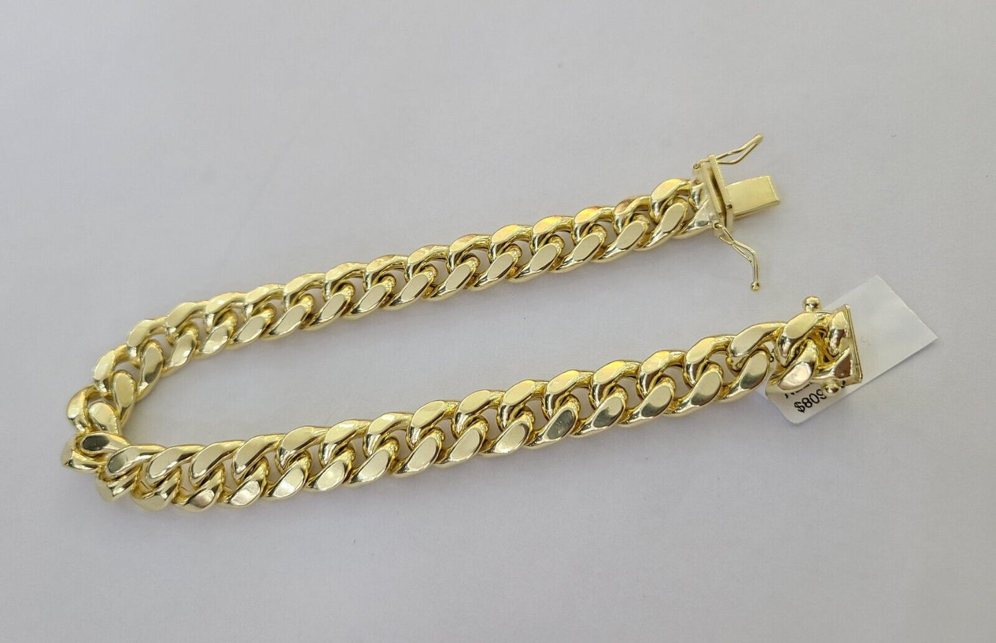 Real 14K Yellow Gold Miami Cuban Bracelet 8.5" Inch 10mm 14K Box Clasp Link