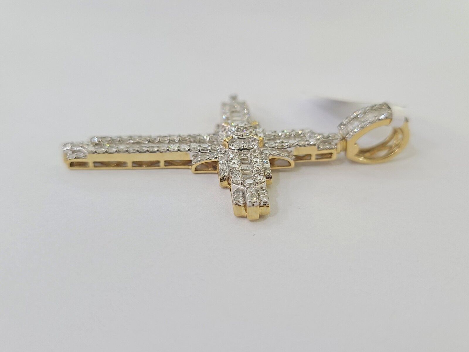 10k Yellow Gold Diamond Jesus Cross Charm Pendant Genuine Diamond Real