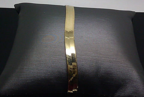 Men REAL 10k Yellow Gold Herringbone Bracelet 5mm 8"