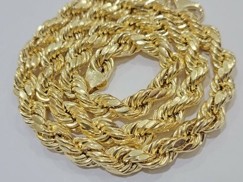 Real 10k Gold Rope Chain 18" 10mm Men Choker Necklace Lobster lock