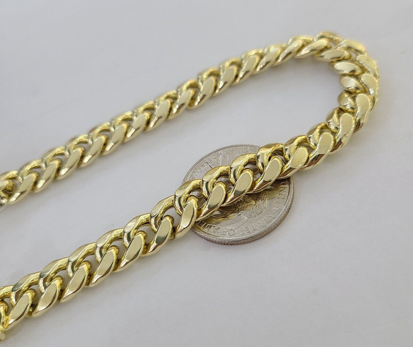 Real 10k Yellow Gold Miami Cuban Link Bracelet 9 Inch 8mm  Box Lock Clasp Link