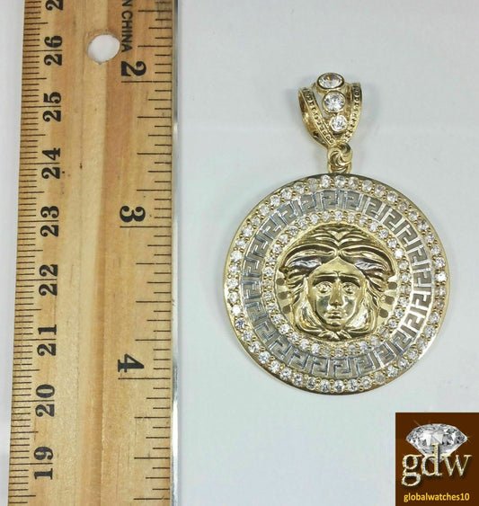 10k Yellow Gold Men Pendant  head Charm 3 -2 Inch REAL Round