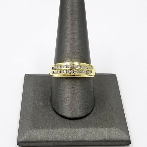 10K Men's Yellow Gold & Diamond Double Band Wedding/Engagement Ring 0.41 CT