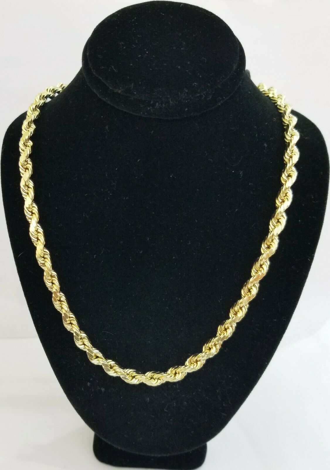 10k REAL Gold Rope Chain 6mm 20"Yellow gold Necklace Men women diamond cuts 10kt