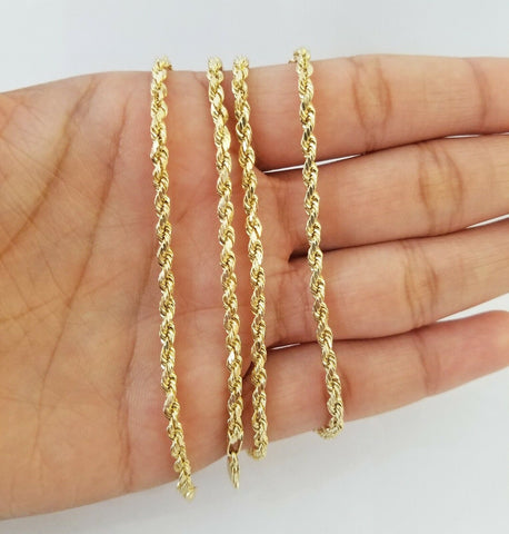 10K Yellow Gold Diamond Charm rope chain 3mm 16" SET & Pendant & Neckalce LADIES