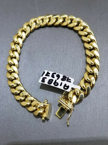 Real 10K Yellow Gold Miami Cuban Bracelet 9" 9mm Box Clasp Men 10k Link