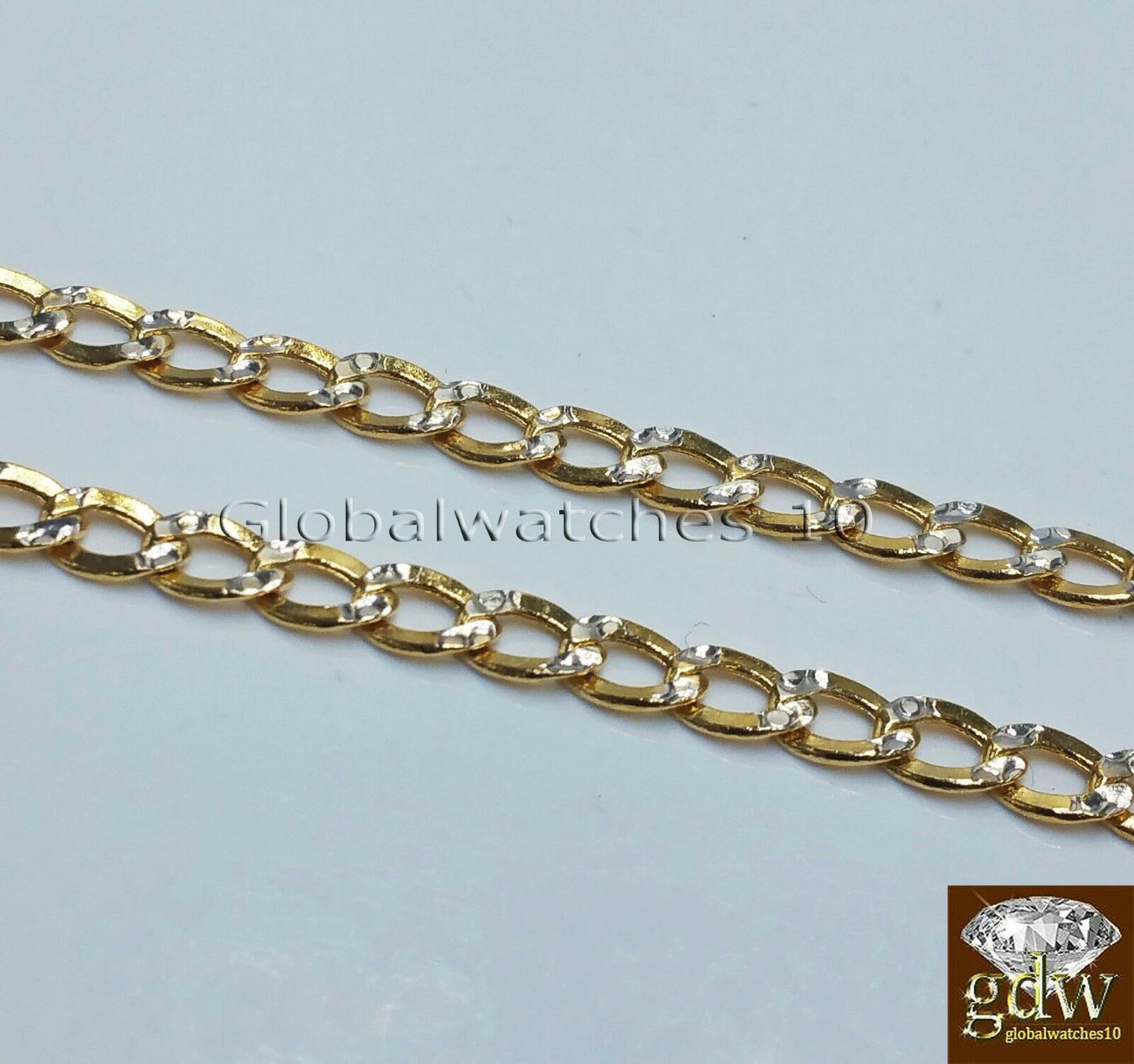 Real 10k Yellow Gold Miami Cuban Diamond Cut Chain in Various Length 18-24 Inch.