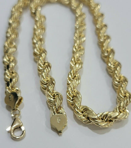 REAL 10k Yellow Gold Rope Chain Necklace 20" inch 8mm Mens Diamond Cuts FOR SALE