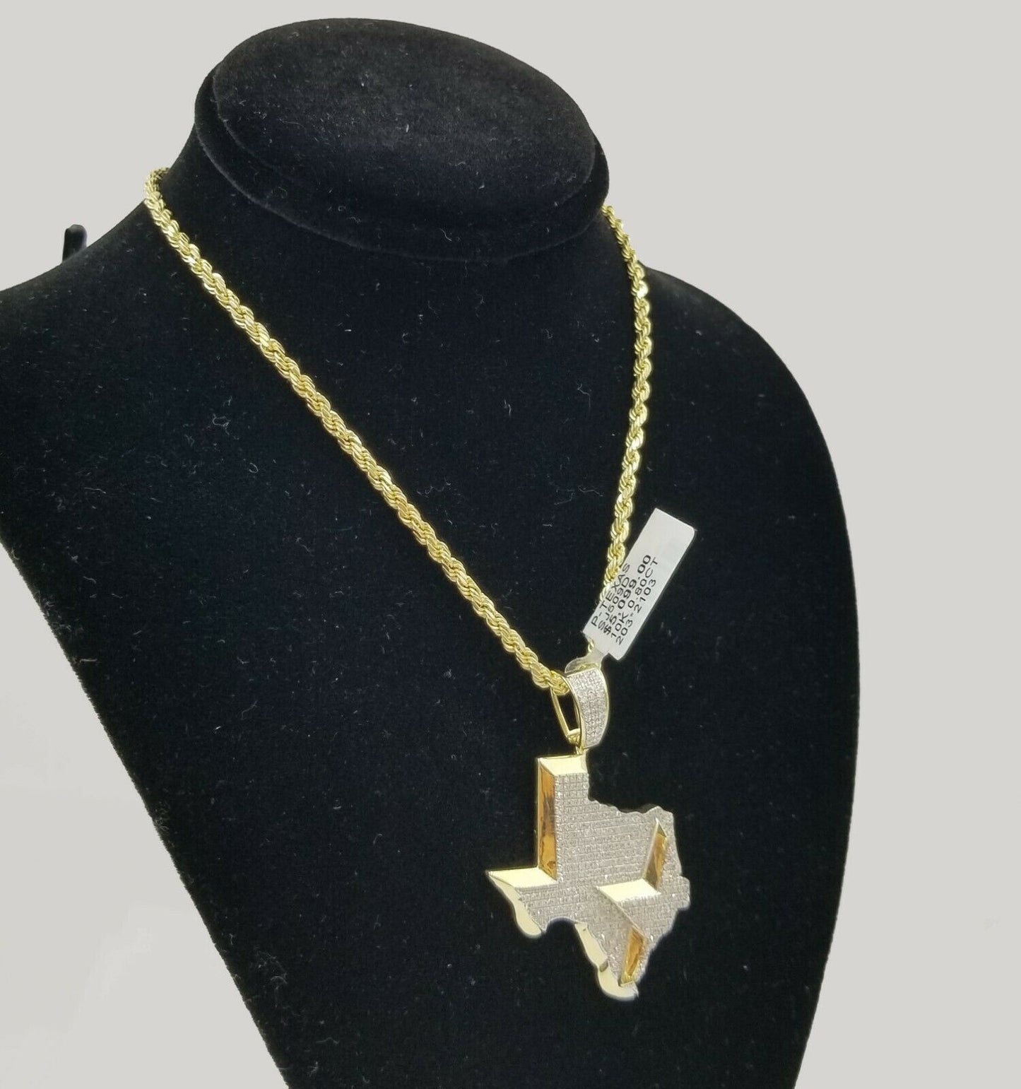 REAL 10k Texas Yellow Gold Diamond Map Pendant Charm with Lone Star 0.80CT