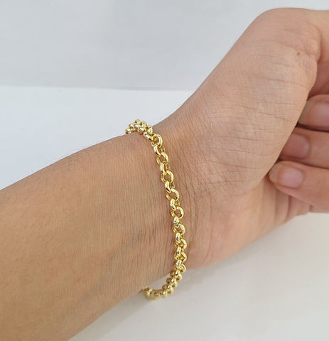 10k Yellow Gold Rolo Chain Bracelet 8 Inch 5mm Link Necklace Chain 22" Inch