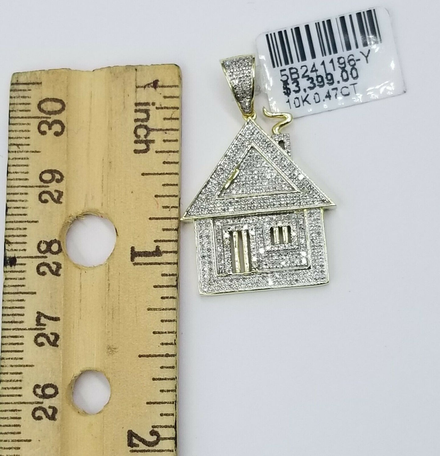 10k Diamond Home Yellow Gold Trap House Charm Mens Pendant Real Genuine Diamonds