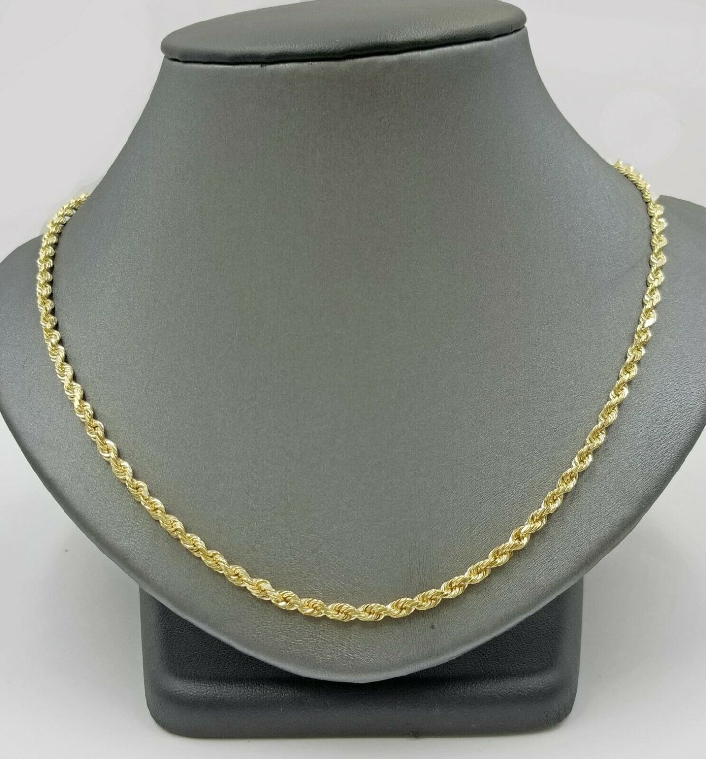 Real 14k SOLID Yellow Gold 2.5mm Rope Chain Diamond Cut 24" Inches Lobster Lock