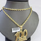 10K Yellow Gold Rope Chain 100 Charm Diamond Cut Men's Women's