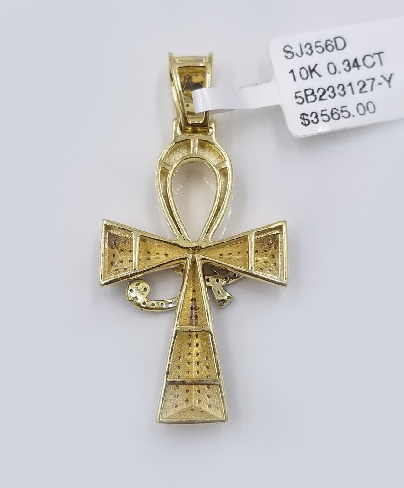 10k Real Gold Cross Evil Eye Pendant Genuine Diamonds Charm 10KT