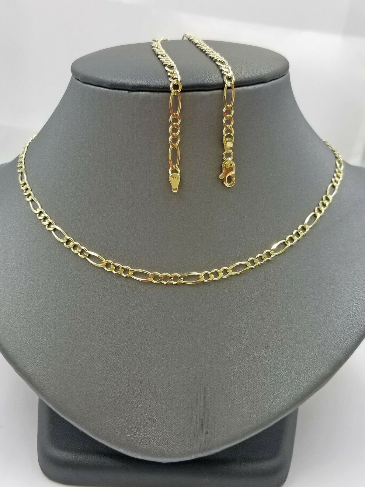 REAL 10k Yellow Gold Figaro Link Chain 3.5mm Necklace 16"- 26" Lobster, 10kt