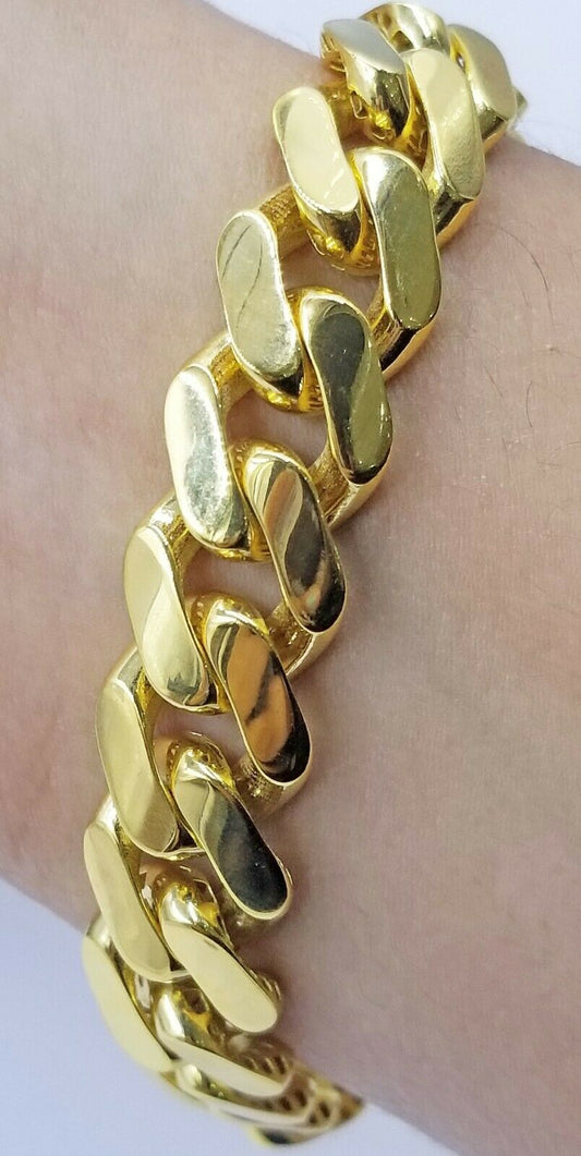 10K Yellow Gold Bracelet Royal Miami Cuban Link 9 inch Bracelet 10mm