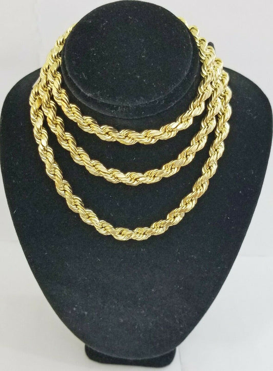 10k REAL Gold Rope Chain 8 mm 28" Yellow gold Necklace Men 10kt diamond cuts