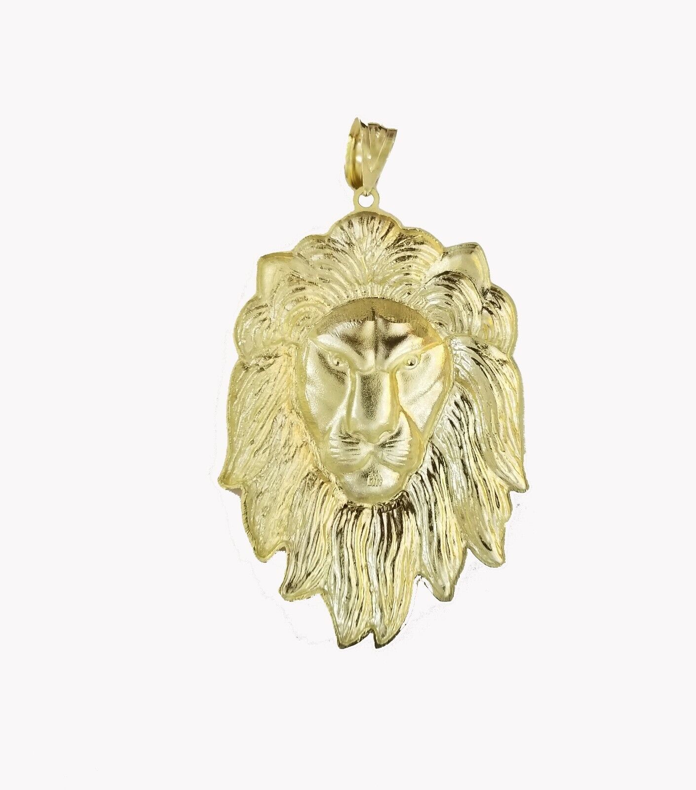 Solid 10kt Yellow Gold Lion Head pendant Men Charm 4" Real